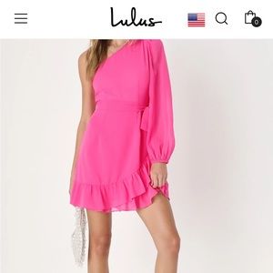 Popular Sweetie Bright Pink One-Shoulder Ruffled Mini Dress- lulus